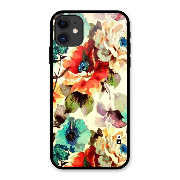 Artsy Bloom Flower Glass Back Case for iPhone 11