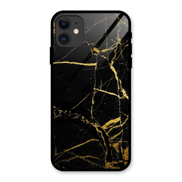 Black And Gold Design Glass Back Case for iPhone 11