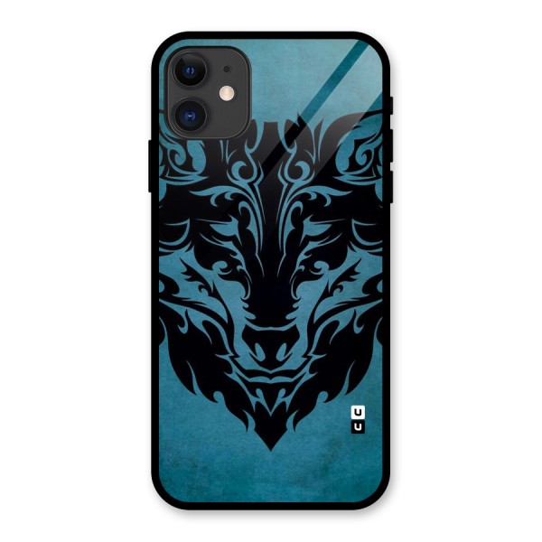 Black Artistic Wolf Glass Back Case for iPhone 11