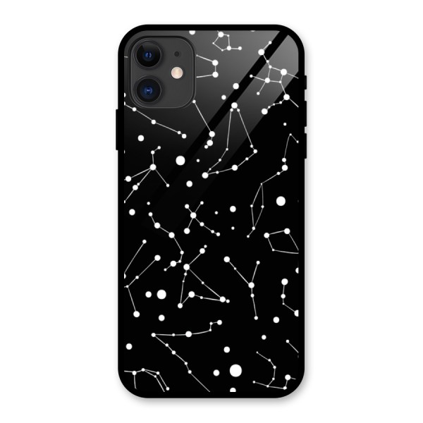 Black Constellation Pattern Glass Back Case for iPhone 11