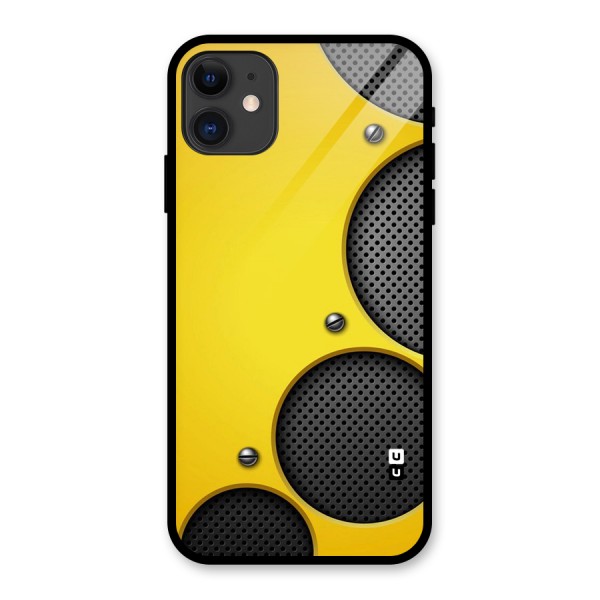 Black Net Yellow Glass Back Case for iPhone 11