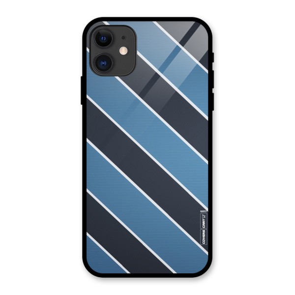 Blue Black Stripes Glass Back Case for iPhone 11