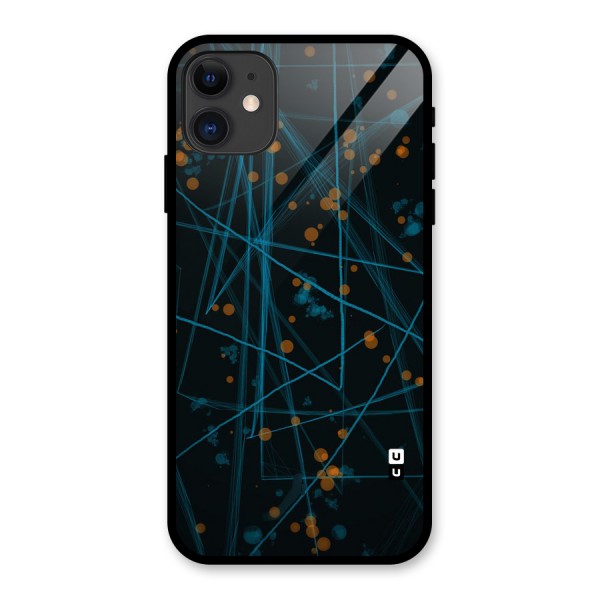 Blue Lines Gold Dots Glass Back Case for iPhone 11