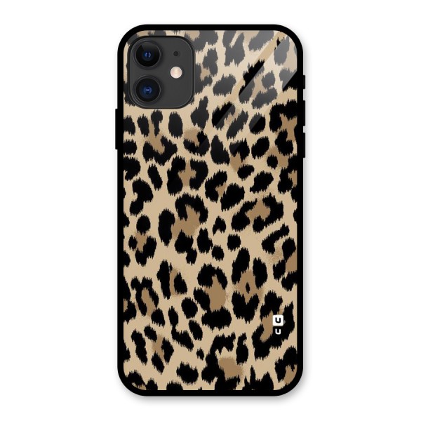 Brown Leapord Print Glass Back Case for iPhone 11