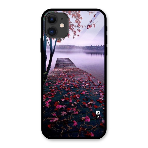 Cherry Blossom Dock Glass Back Case for iPhone 11