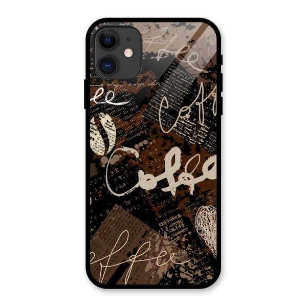 Coffee Scribbles Glass Back Case for iPhone 11