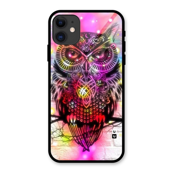 Colourful Owl Glass Back Case for iPhone 11