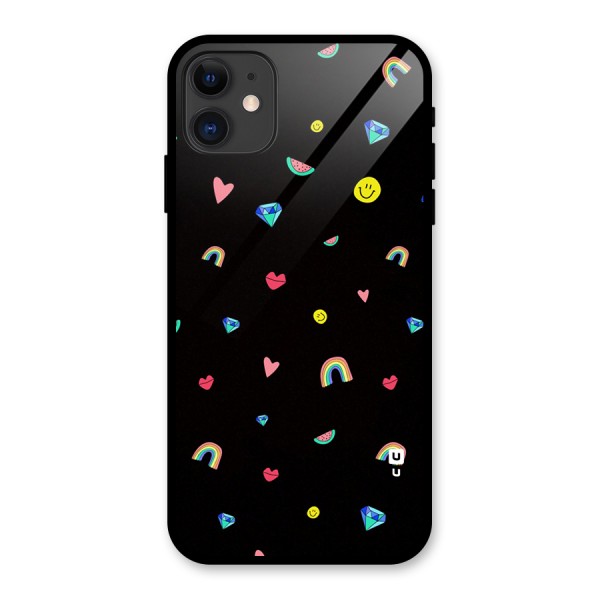 Cute Multicolor Shapes Glass Back Case for iPhone 11