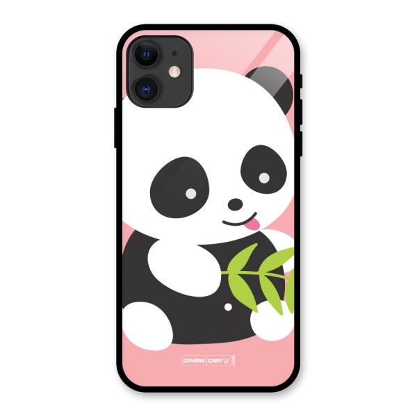 Cute Panda Pink Glass Back Case for iPhone 11