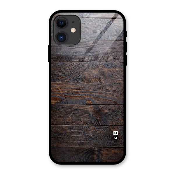 Dark Wood Printed Glass Back Case for iPhone 11