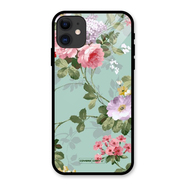 Desinger Floral Glass Back Case for iPhone 11