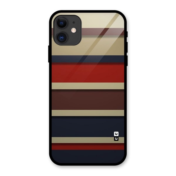 Elegant Stripes Pattern Glass Back Case for iPhone 11