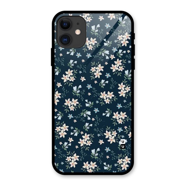Floral Blue Bloom Glass Back Case for iPhone 11