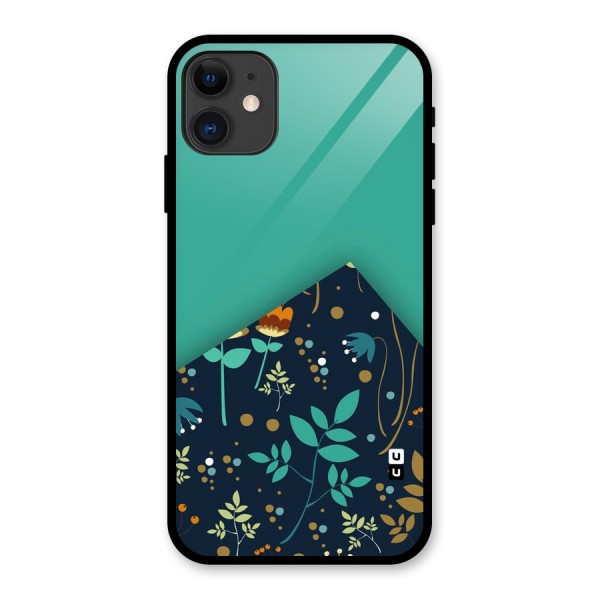 Floral Corner Glass Back Case for iPhone 11