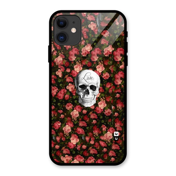 Floral Skull Love Glass Back Case for iPhone 11
