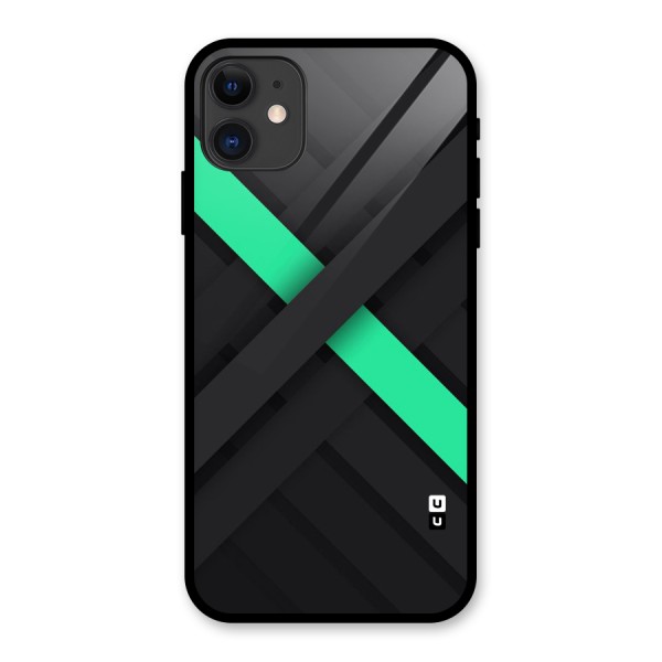 Green Stripe Diagonal Glass Back Case for iPhone 11