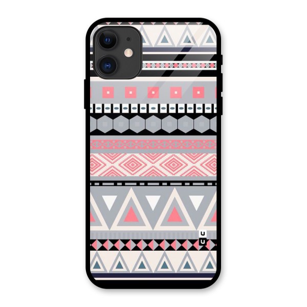 Grey Pink Pattern Glass Back Case for iPhone 11
