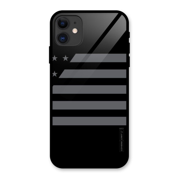 Grey Star Striped Pattern Glass Back Case for iPhone 11