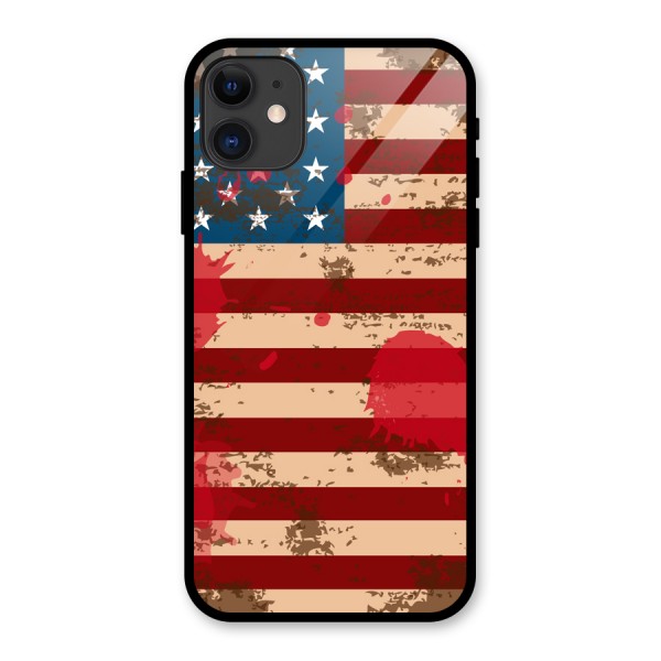 Grunge USA Flag Glass Back Case for iPhone 11