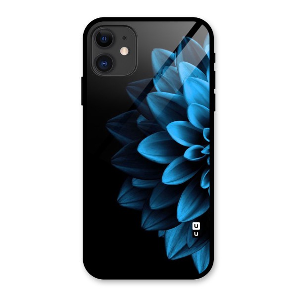 Half Blue Flower Glass Back Case for iPhone 11