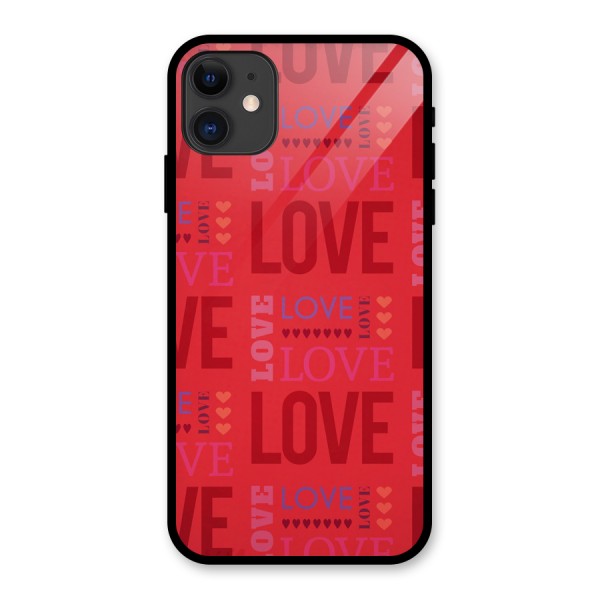 Love Pattern Glass Back Case for iPhone 11