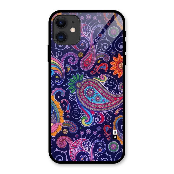 Mehendi Pattern Glass Back Case for iPhone 11