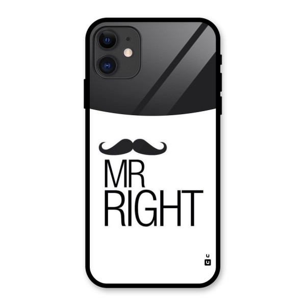 Mr. Right Moustache Glass Back Case for iPhone 11