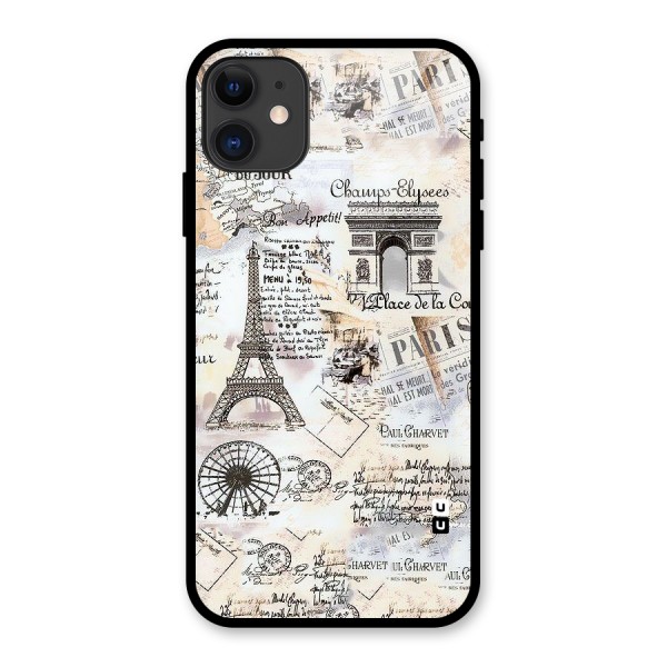 Paris Paper Glass Back Case for iPhone 11