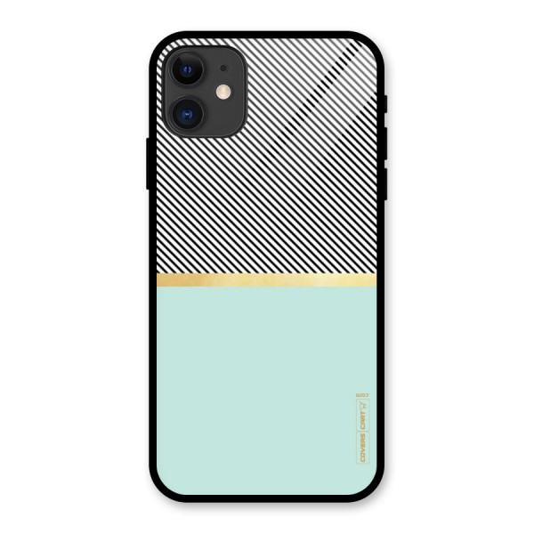 Pastel Green Base Stripes Glass Back Case for iPhone 11