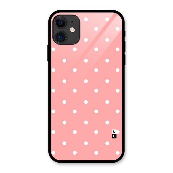 Peach Polka Pattern Glass Back Case for iPhone 11
