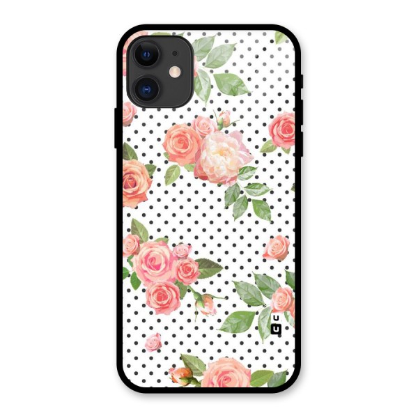Polka Bloom White Glass Back Case for iPhone 11