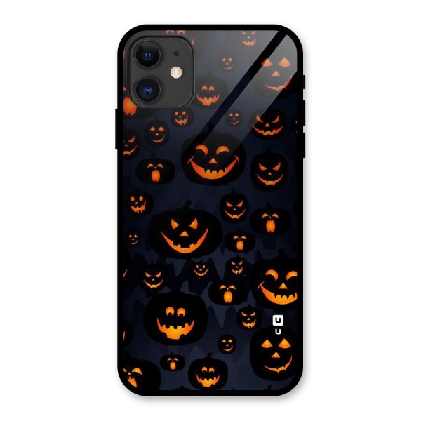 Pumpkin Smile Pattern Glass Back Case for iPhone 11