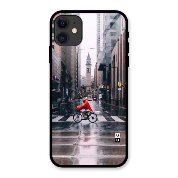 Red Bicycle Street Glass Back Case for iPhone 11