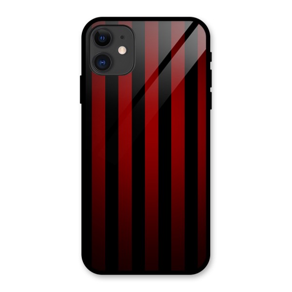 Red Black Stripes Glass Back Case for iPhone 11