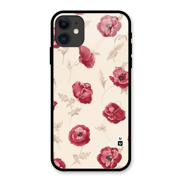 Red Rose Floral Art Glass Back Case for iPhone 11