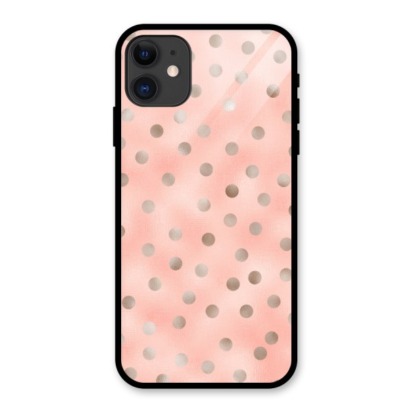 RoseGold Polka Dots Glass Back Case for iPhone 11