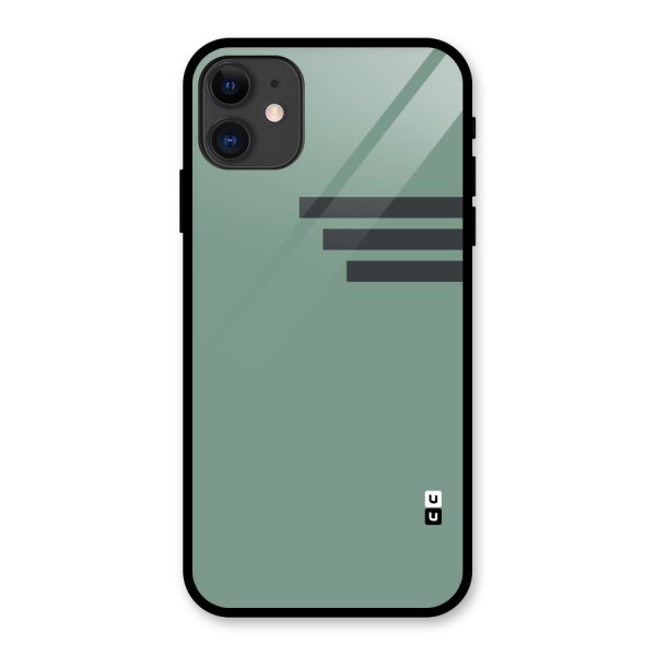 Solid Sports Stripe Glass Back Case for iPhone 11