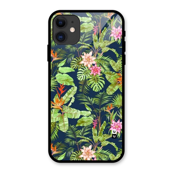 Tiny Flower Leaves Glass Back Case for iPhone 11