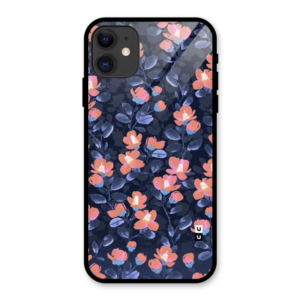 Tiny Peach Flowers Glass Back Case for iPhone 11