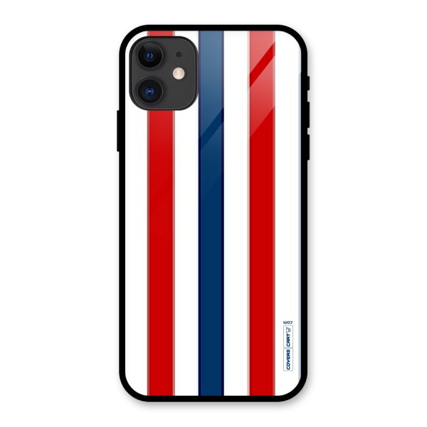 Tricolor Stripes Glass Back Case for iPhone 11
