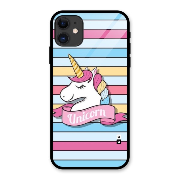 Unicorn Stripes Glass Back Case for iPhone 11