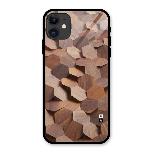 Uplifted Wood Hexagons Glass Back Case for iPhone 11