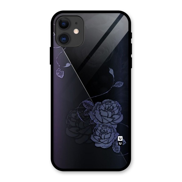Voilet Floral Design Glass Back Case for iPhone 11