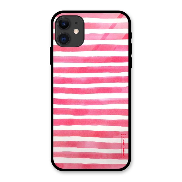 White And Pink Stripes Glass Back Case for iPhone 11