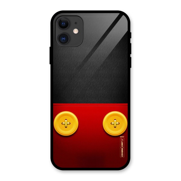 Yellow Button Glass Back Case for iPhone 11