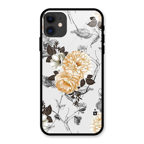 Yellow Floral Glass Back Case for iPhone 11