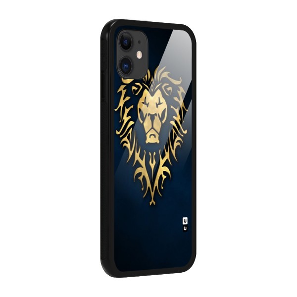 Beautiful Golden Lion Design Glass Back Case for iPhone 11