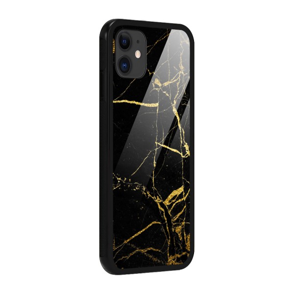 Black And Gold Design Glass Back Case for iPhone 11