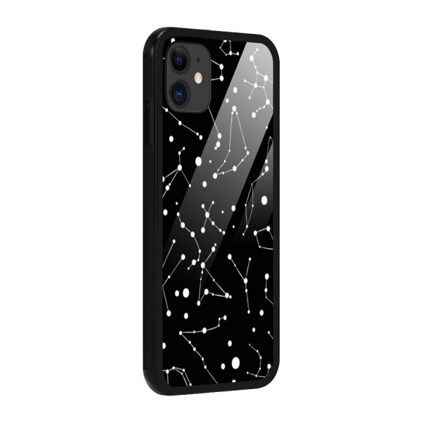Black Constellation Pattern Glass Back Case for iPhone 11