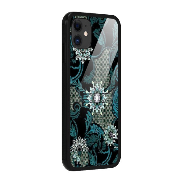 Bottle Green Floral Glass Back Case for iPhone 11